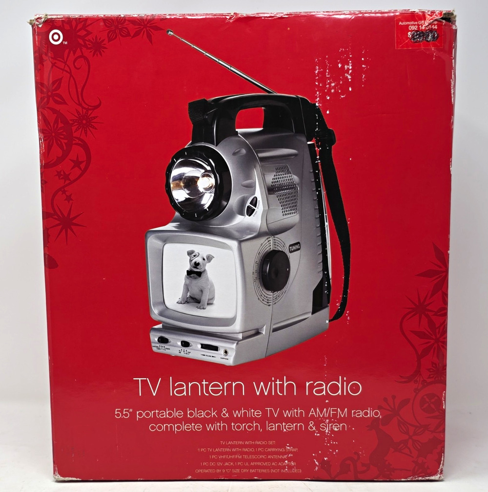 Target TV Lantern Portable 5.5" B&W TV AM/FM Radio Torch Siren, Battery